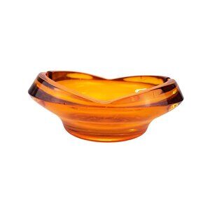 Vintage Viking Persimmon Glass Cadmium Amber Ashtray Tulip Orange MCM 6.5 inches